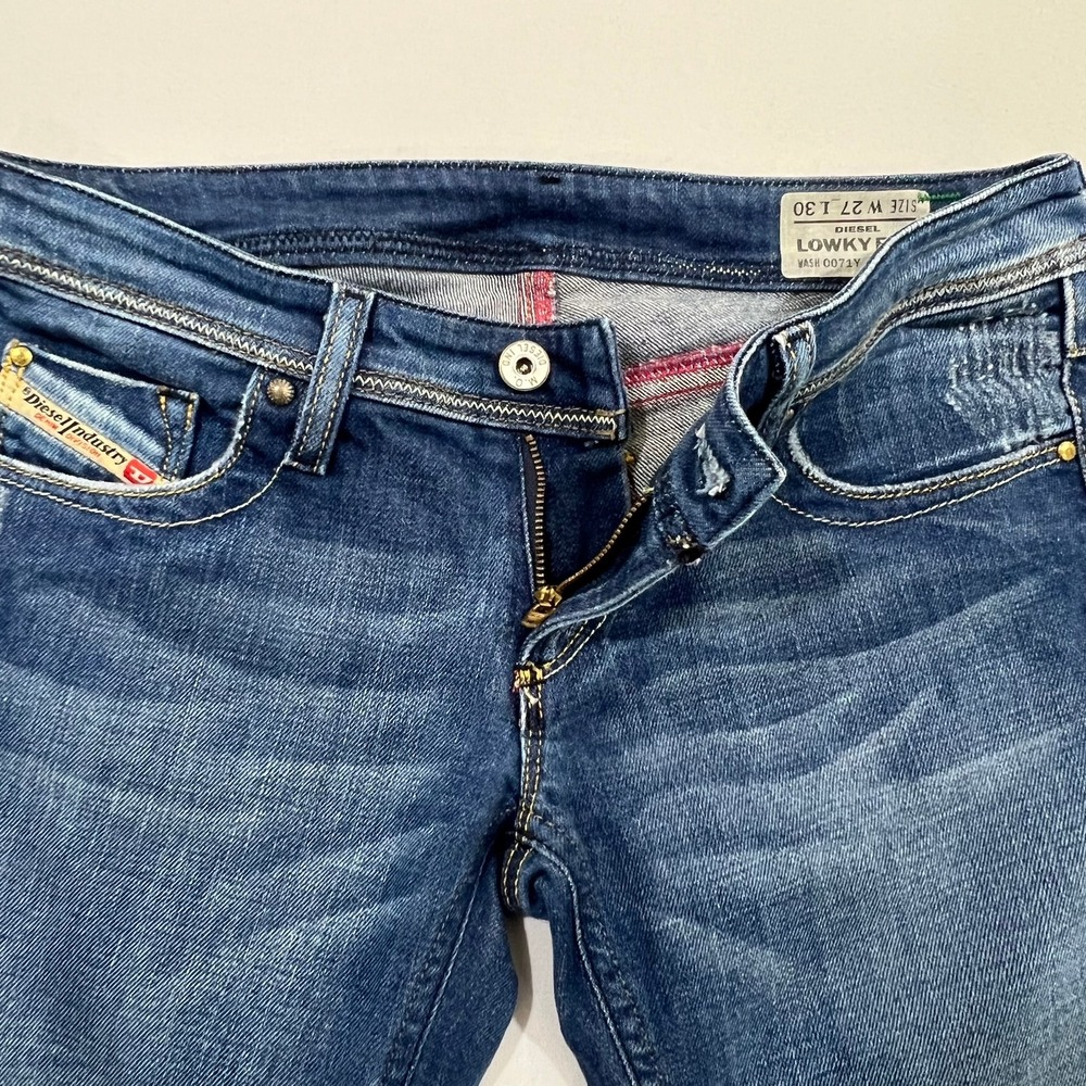 Diesel Lowky B.C. Bootcut Jeans Low Rise Embroidered Blue Womens Size 27 Fits 30 - Picture 12 of 16